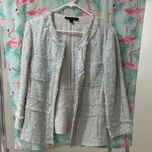 Lafayette 148 New York Light Gray Tweed Blazer